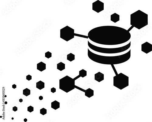 Big data clusters icon, black sign with editable strokes, concept illustration