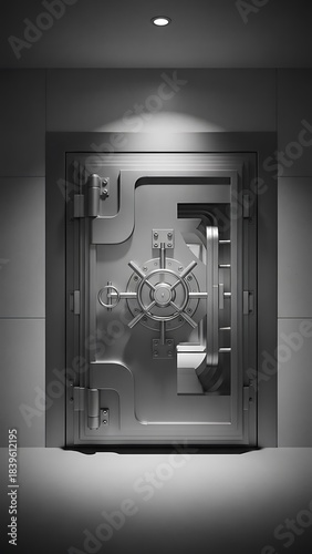 Bank vault door security safe strongbox finance protection steel metal money storage financial safety lock