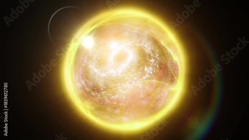 A plasma energy sphere emitting light and energy waves within which a galaxy is formed.
