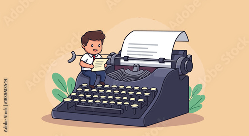 Writer working on a vintage typewriter, creating content and stories.