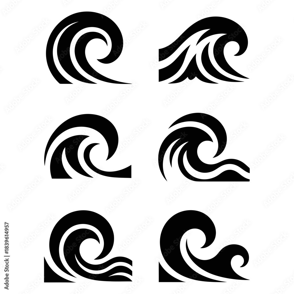 Fototapeta premium set of sea wave icons