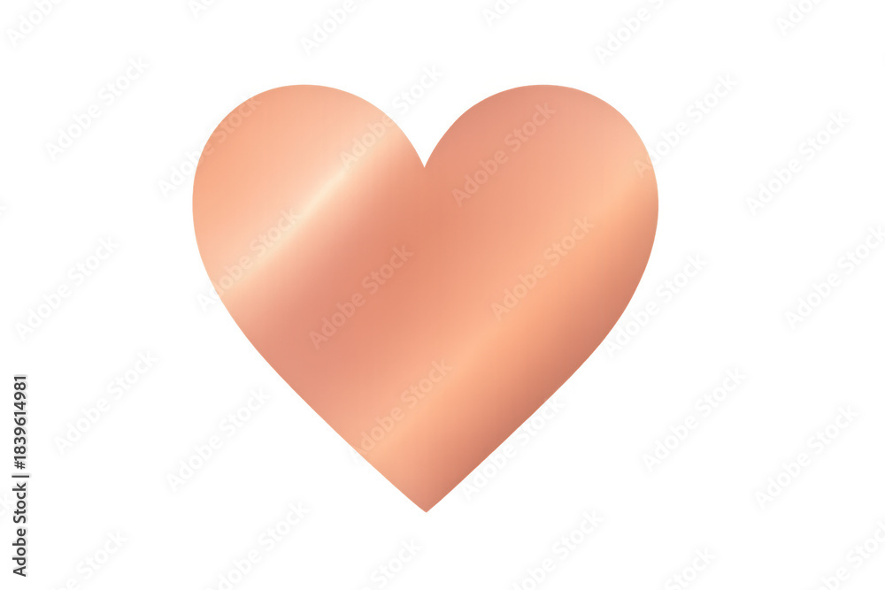 Fototapeta premium Rose gold metallic heart gradient on transparent background