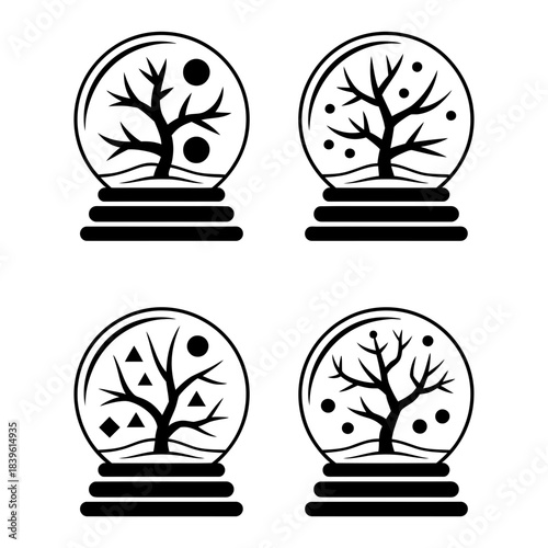 Set of Crystal glass globes icons