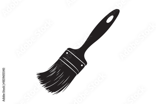 Black silhouette of a paintbrush with bristles