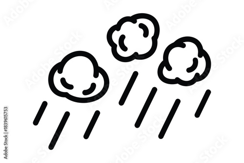 Simple hand drawn icon of hail storm with clouds and rain