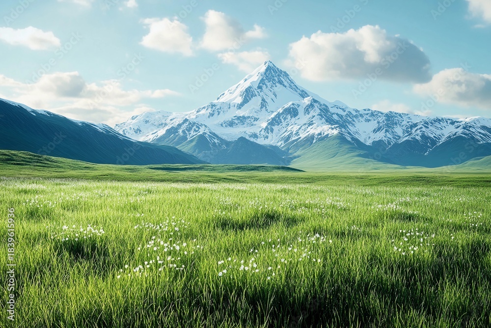 Fototapeta premium Tranquil minimalist scene of spring melting snow