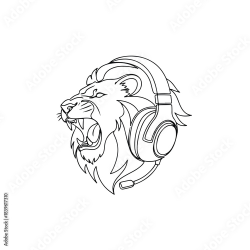 Lion with mane made of floating health bars and ammo counters, white background
