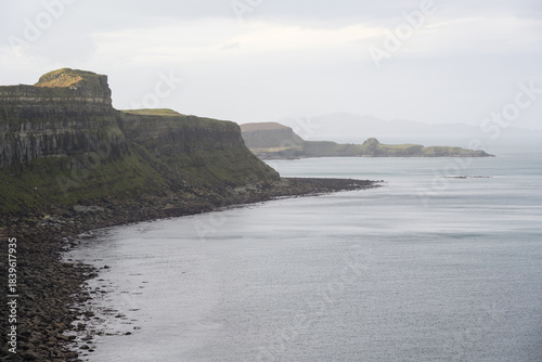 Canvas Print Foggy and hazy costal landscape, Scottish Highlands, Ellishadder, Scotland, UK