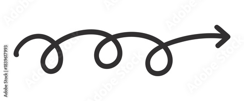 Simple doodle-style arrow drawn with a rough hand-sketched look, isolated on transparent background. Minimal vector illustration suitable for design, navigation, and infographic elements