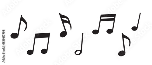 Composition of musical notes arranged, isolated on transparent background, vector illustration. Suitable for music design, education, icons, and creative graphic projects