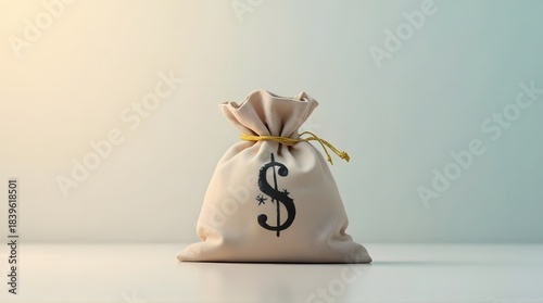 Money bag with dollar symbol in soft business lighting
