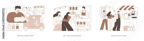 Food truck isolated cartoon vector illustrations se