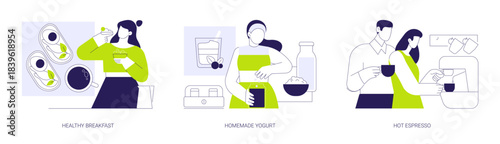 Healthy breakfast isolated cartoon vector illustrations se