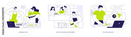 Dinner at home isolated cartoon vector illustrations se