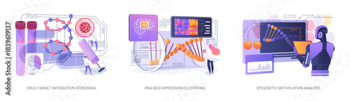 Bioinformatics Advances abstract concept vector illustrations.