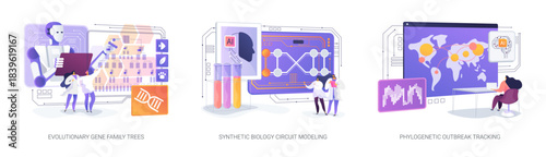 Bioinformatics Insights abstract concept vector illustrations.