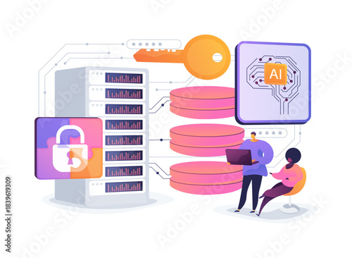 Federated Learning for Data Privacy abstract concept vector illustration.