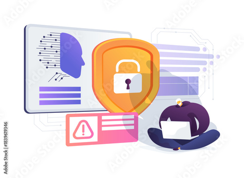 Cybersecurity AI for Threat Detection abstract concept vector illustration.