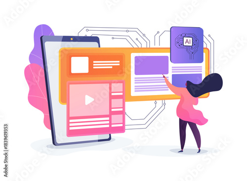 AI-Driven Personalized User Interfaces abstract concept vector illustration.
