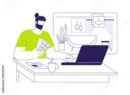 Interior design isolated cartoon vector illustrations.