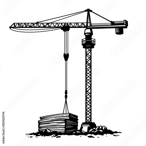 Construction crane lifting materials, building industry and infrastructure development