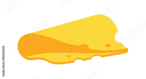 A cartoon illustration of a slice of golden yellow cheese with bite marks