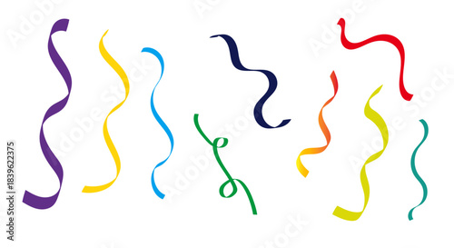 colorful celebrating ribbons, festive Streamers on Transparent Background for Celebratory Occasions. 