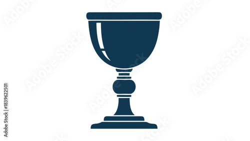 A Detailed Silhouette of a Deep Blue Chalice on a Stark Black Background Symbolizing Ancient Rituals and Sacred Ceremonies