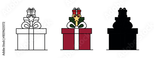 A stack of Christmas gifts topped with a star, capturing the spirit of holiday celebrations and giving