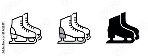 An ice skate icon with gray accents, ideal for representing winter sports in Christmas and holiday content.