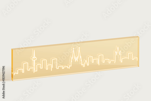 Cologne Engraved Skyline on Transparent Material - Minimal Line Art
