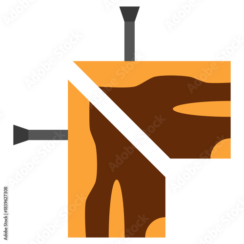 Groove Join Flat Color Icon, Mini Illustration Relate To Carpentry, Wood Industry. Use For Modern Concept, Ui, Ux Web And App Development.