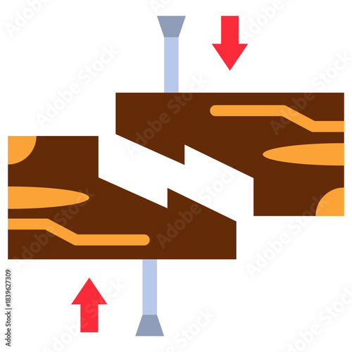 Groove Join Flat Color Icon, Mini Illustration Relate To Carpentry, Wood Industry. Use For Modern Concept, Ui, Ux Web And App Development.