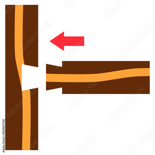 Groove Join Flat Color Icon, Mini Illustration Relate To Carpentry, Wood Industry. Use For Modern Concept, Ui, Ux Web And App Development.