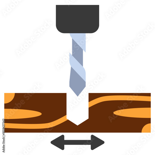 Kerf Width Flat Color Icon, Mini Illustration Relate To Carpentry, Wood Industry. Use For Modern Concept, Ui, Ux Web And App Development.