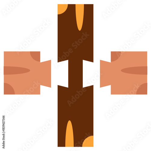 Mortise Join Flat Color Icon, Mini Illustration Relate To Carpentry, Wood Industry. Use For Modern Concept, Ui, Ux Web And App Development.