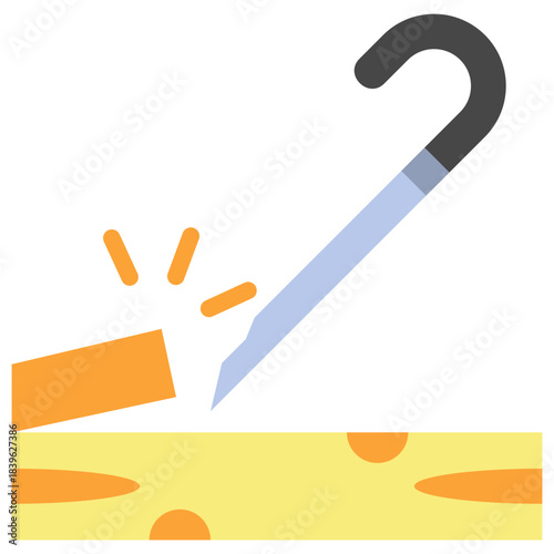 Pry Bar Flat Color Icon, Mini Illustration Relate To Carpentry, Wood Industry. Use For Modern Concept, Ui, Ux Web And App Development.