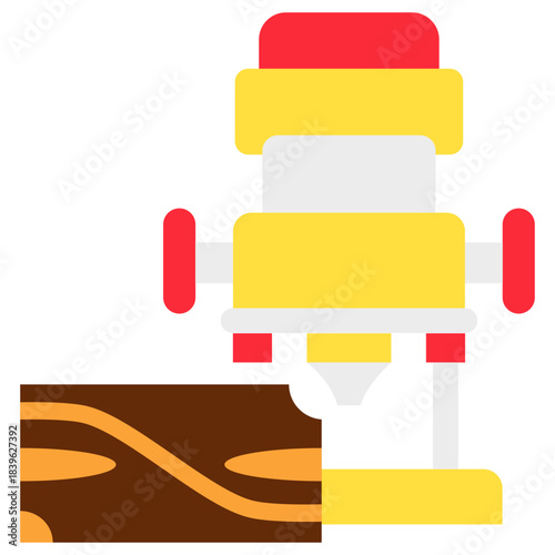 Wood Router Flat Color Icon, Mini Illustration Relate To Carpentry, Wood Industry. Use For Modern Concept, Ui, Ux Web And App Development.