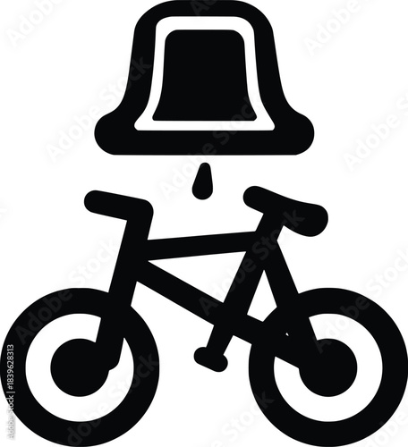A simple black icon of a bicycle with a bell, representing urban cycling or a bike rental service