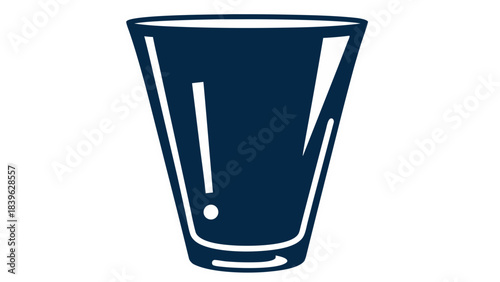 A Simple Dark Blue Outline Icon of a Tall Drinking Glass Filled with Clear Liquid on a Black Background with White Edging