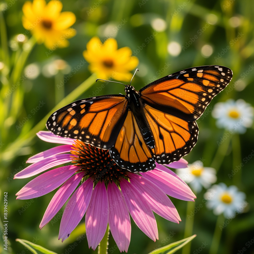 Naklejka premium butterfly on flower