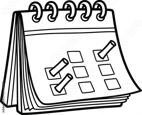 Hand drawn calendar with marked dates and to do list squares