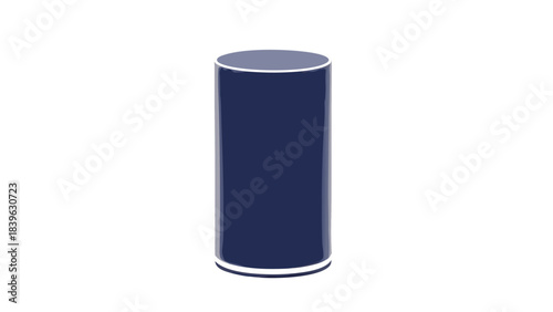 A Tall Blue Cylinder With White Outline And Shadow Against A Solid Black Background Illustrating A Simple Geometric Shape With Smooth Edges And Clear Definition Perfect For Graphic Design