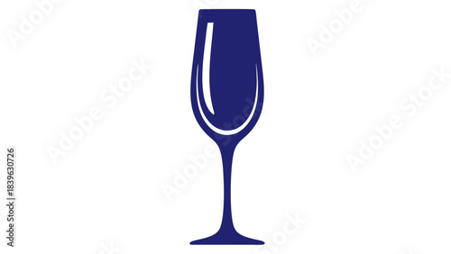 A Tall Blue Silhouette of a Champagne Flute on a Black Background Representing Celebration and Elegance
