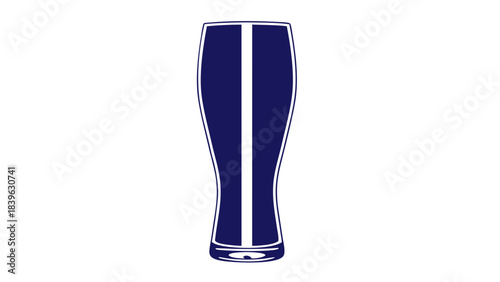A Tall Slim Dark Blue Glass Silhouette with White Stripes on a Black Background Optimized for Adobe Stock Photos
