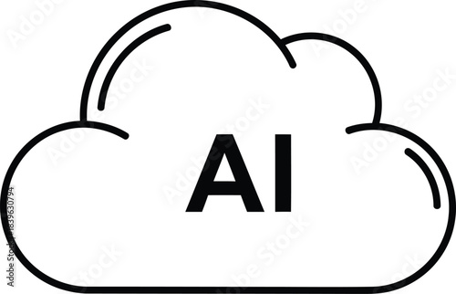 Cloud computing icon with ai text symbolizing artificial intelligence services