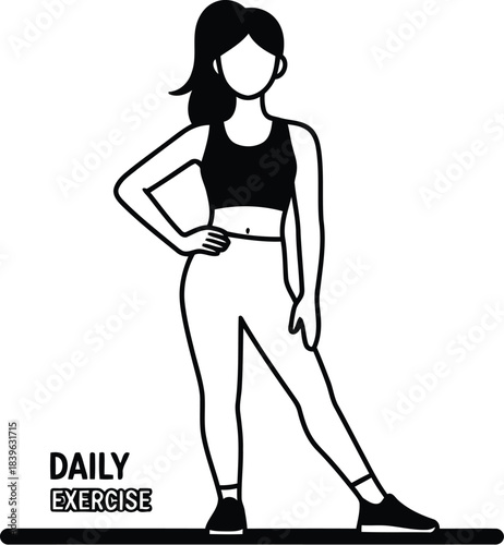 Fit woman in athletic wear poses confidently with hand on hip