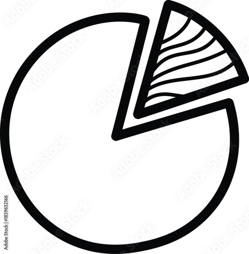 Simple hand drawn pie chart showing one segment separated