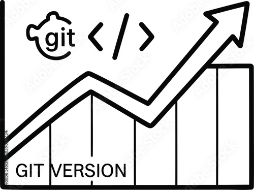 Git version control growth chart illustrates software development progress
