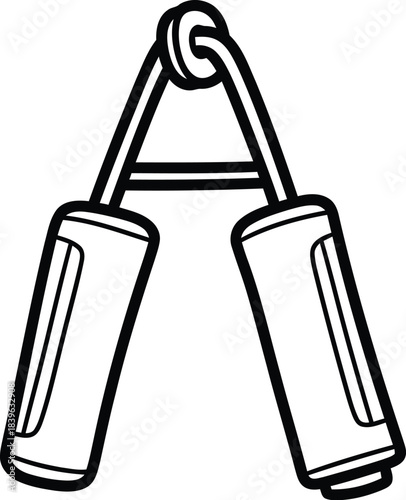 Simple line drawing of a classic hand grip strengthener exercise tool
